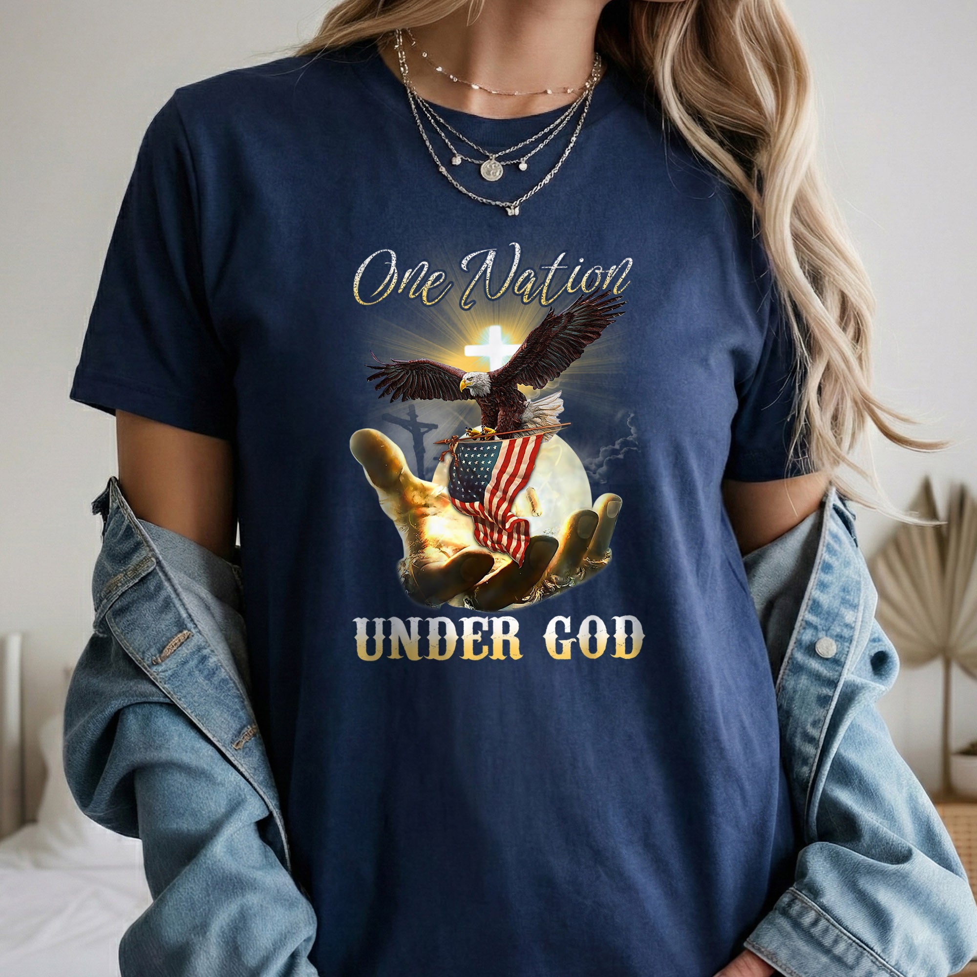 One Nation Under God – Faith & Freedom – Unisex Tshirt Gildan / Tshirt Comfort / V-neck/ Hoodie / Sweatshirt