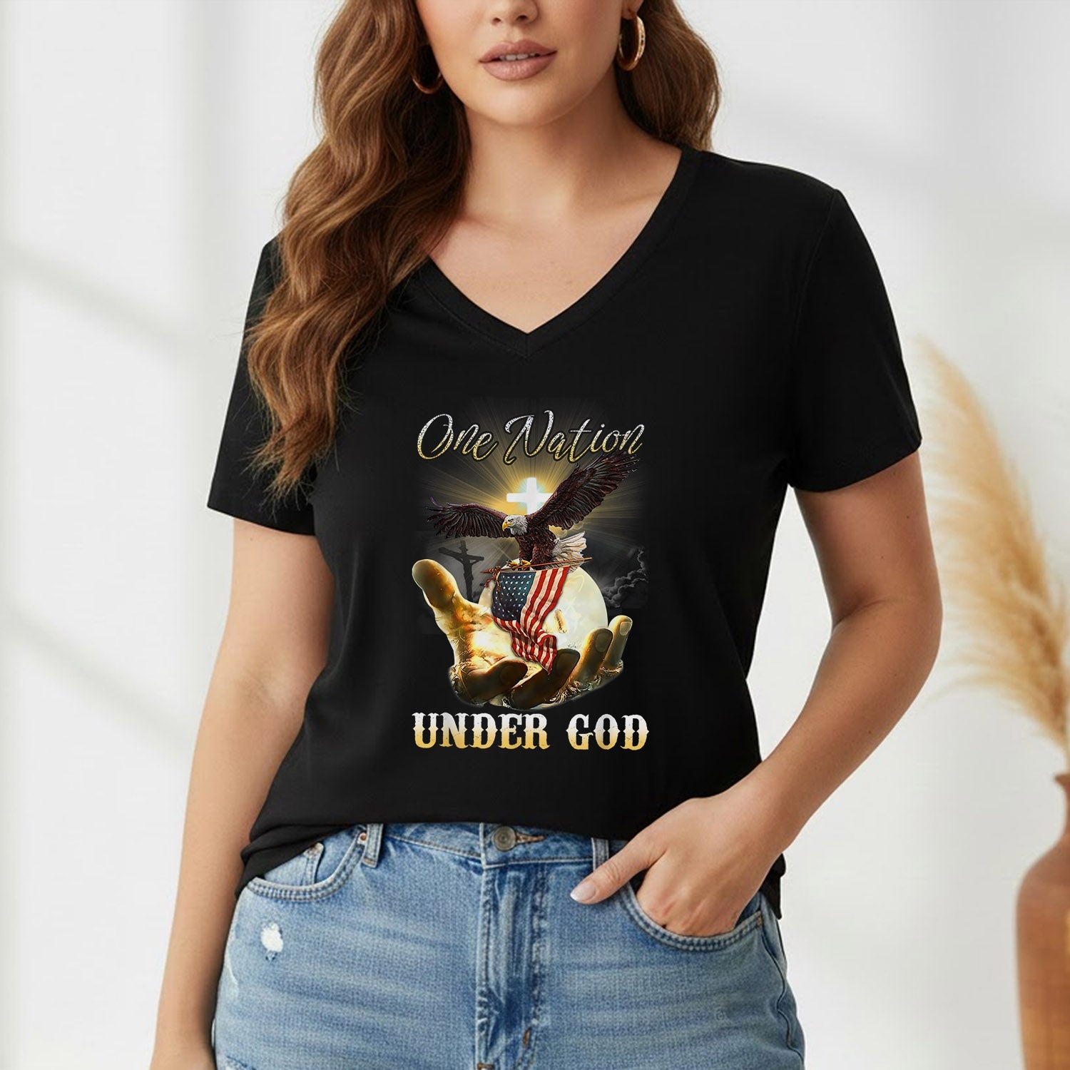 One Nation Under God – Faith & Freedom – Unisex Tshirt Gildan / Tshirt Comfort / V-neck/ Hoodie / Sweatshirt
