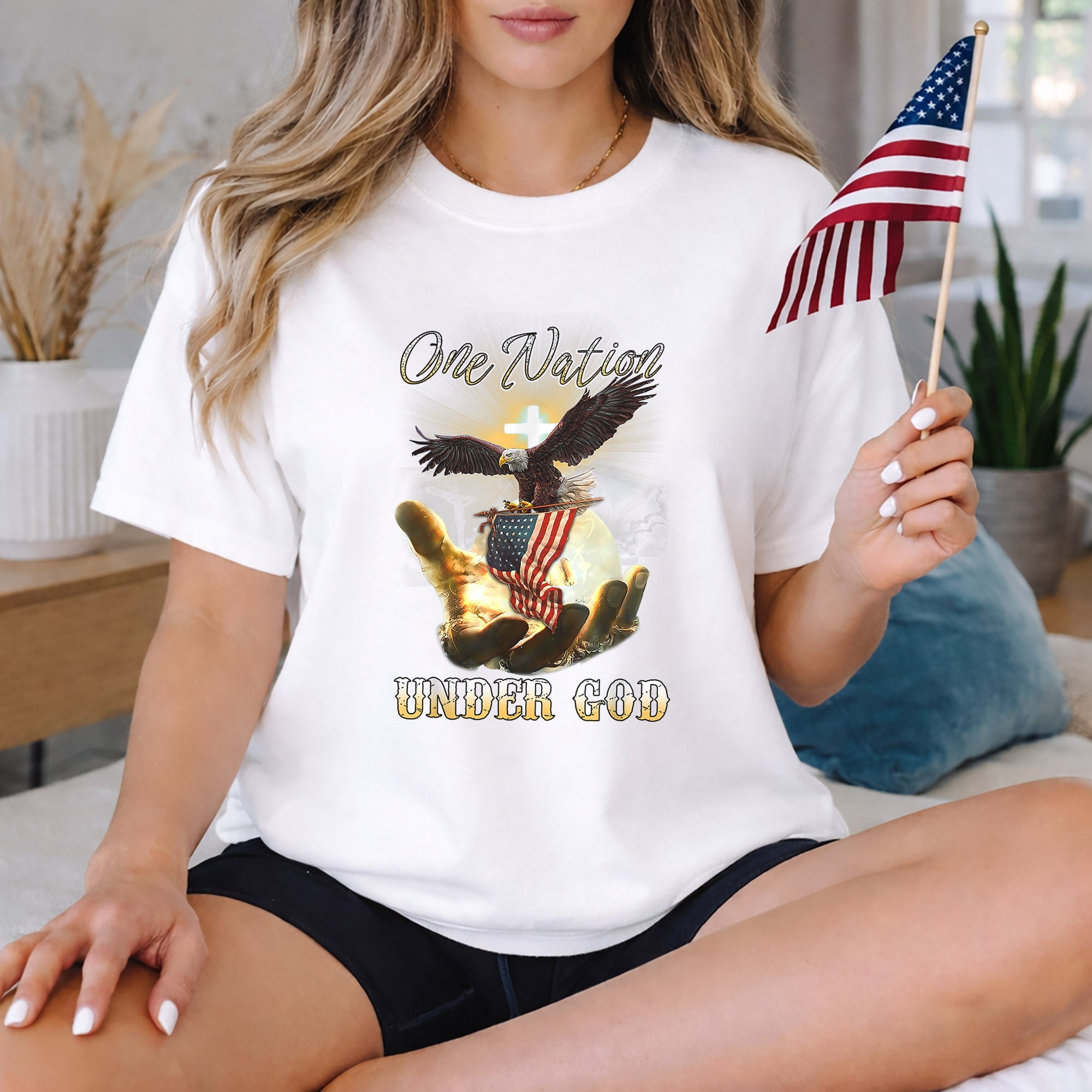 One Nation Under God – Faith & Freedom – Unisex Tshirt Gildan / Tshirt Comfort / V-neck/ Hoodie / Sweatshirt
