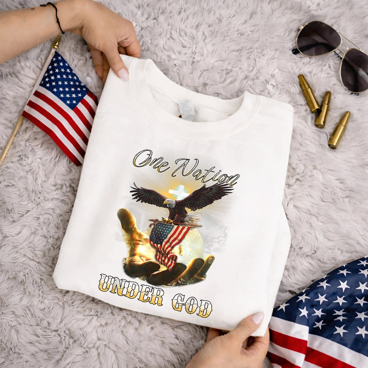 One Nation Under God – Faith & Freedom – Unisex Tshirt Gildan / Tshirt Comfort / V-neck/ Hoodie / Sweatshirt