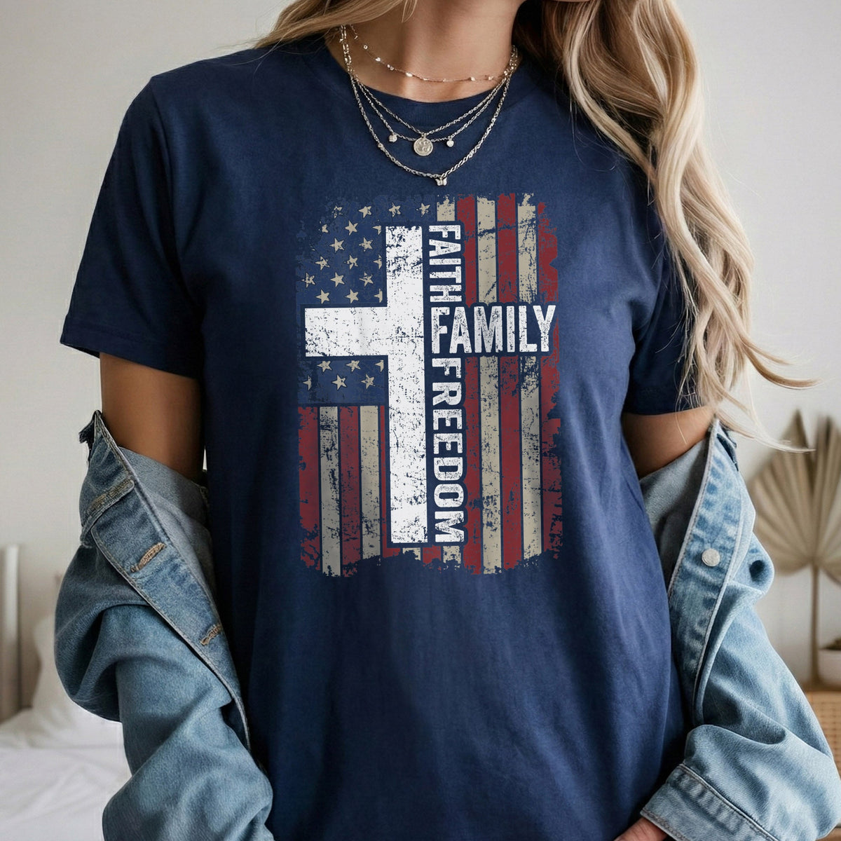 Faith, Family, Freedom – Faith & Freedom – Unisex Tshirt Gildan / Tshirt Comfort / V-neck/ Hoodie / Sweatshirt