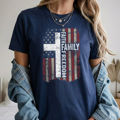 Faith, Family, Freedom – Faith & Freedom – Unisex Tshirt Gildan / Tshirt Comfort / V-neck/ Hoodie / Sweatshirt