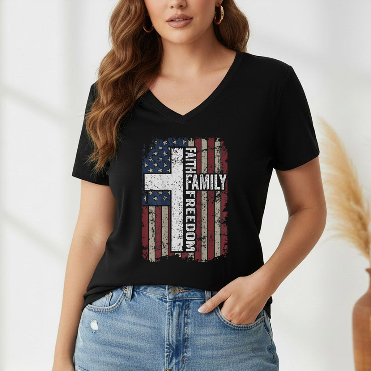 Faith, Family, Freedom – Faith & Freedom – Unisex Tshirt Gildan / Tshirt Comfort / V-neck/ Hoodie / Sweatshirt