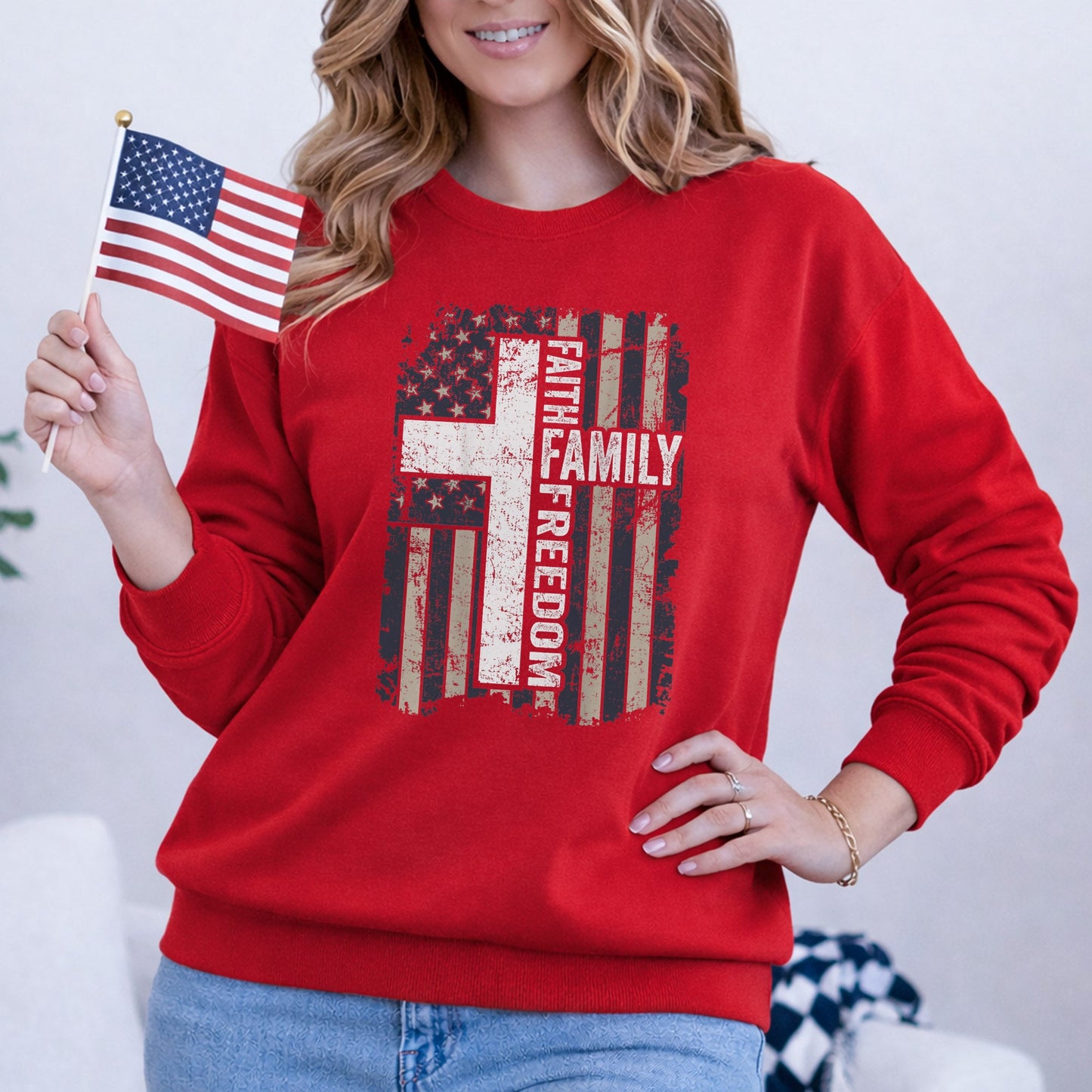 Faith, Family, Freedom – Faith & Freedom – Unisex Tshirt Gildan / Tshirt Comfort / V-neck/ Hoodie / Sweatshirt