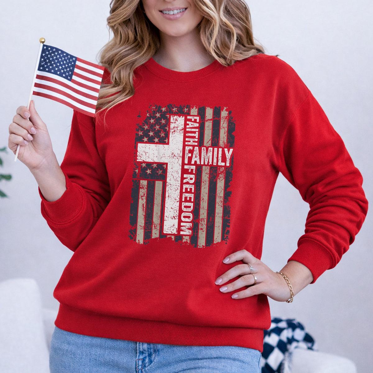 Faith, Family, Freedom – Faith & Freedom – Unisex Tshirt Gildan / Tshirt Comfort / V-neck/ Hoodie / Sweatshirt