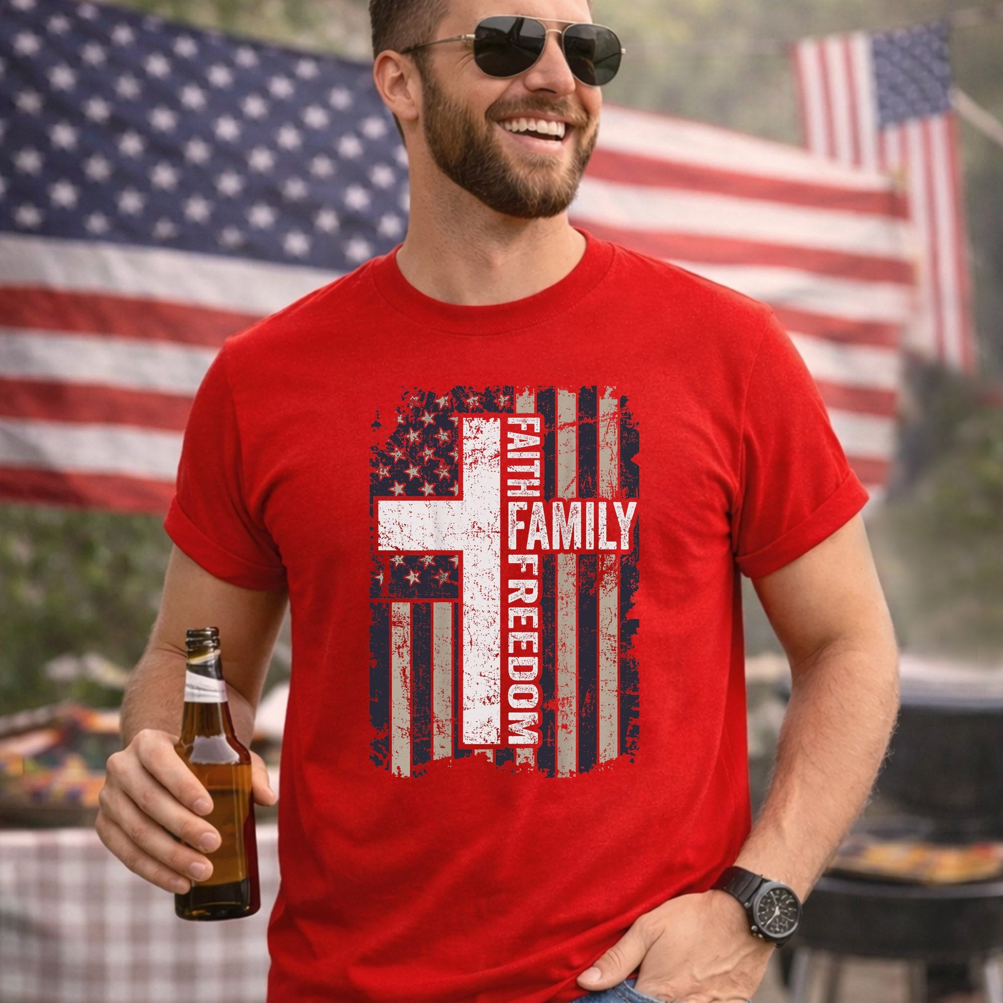 Faith, Family, Freedom – Faith & Freedom – Unisex Tshirt Gildan / Tshirt Comfort / V-neck/ Hoodie / Sweatshirt