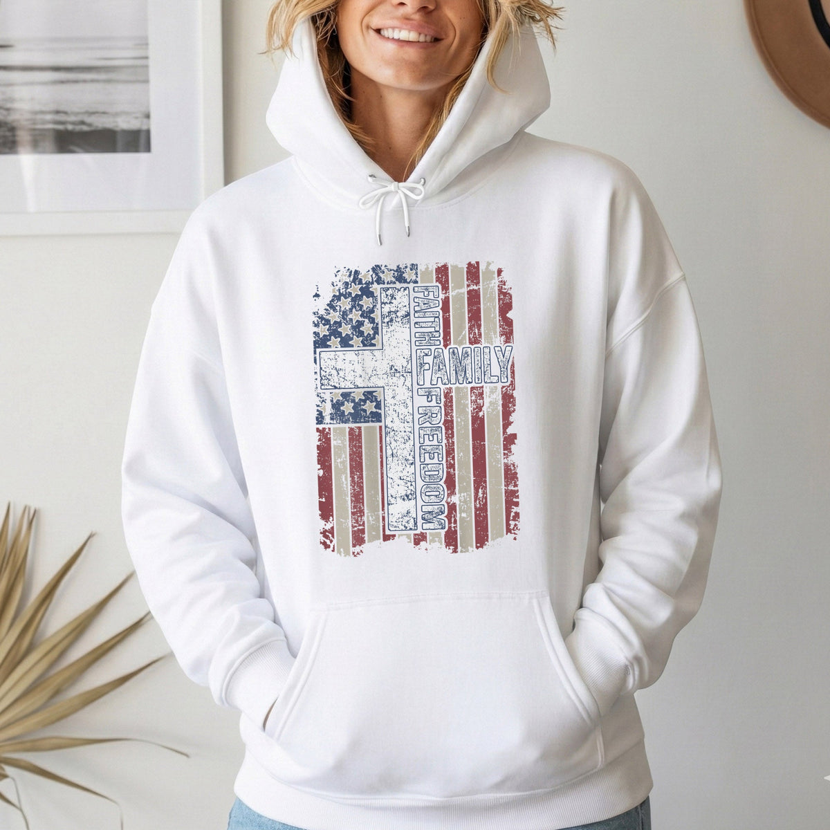 Faith, Family, Freedom – Faith & Freedom – Unisex Tshirt Gildan / Tshirt Comfort / V-neck/ Hoodie / Sweatshirt