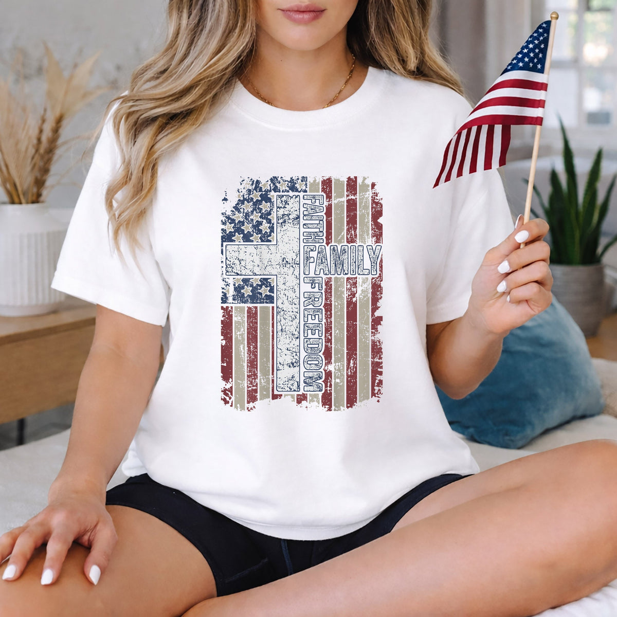 Faith, Family, Freedom – Faith & Freedom – Unisex Tshirt Gildan / Tshirt Comfort / V-neck/ Hoodie / Sweatshirt