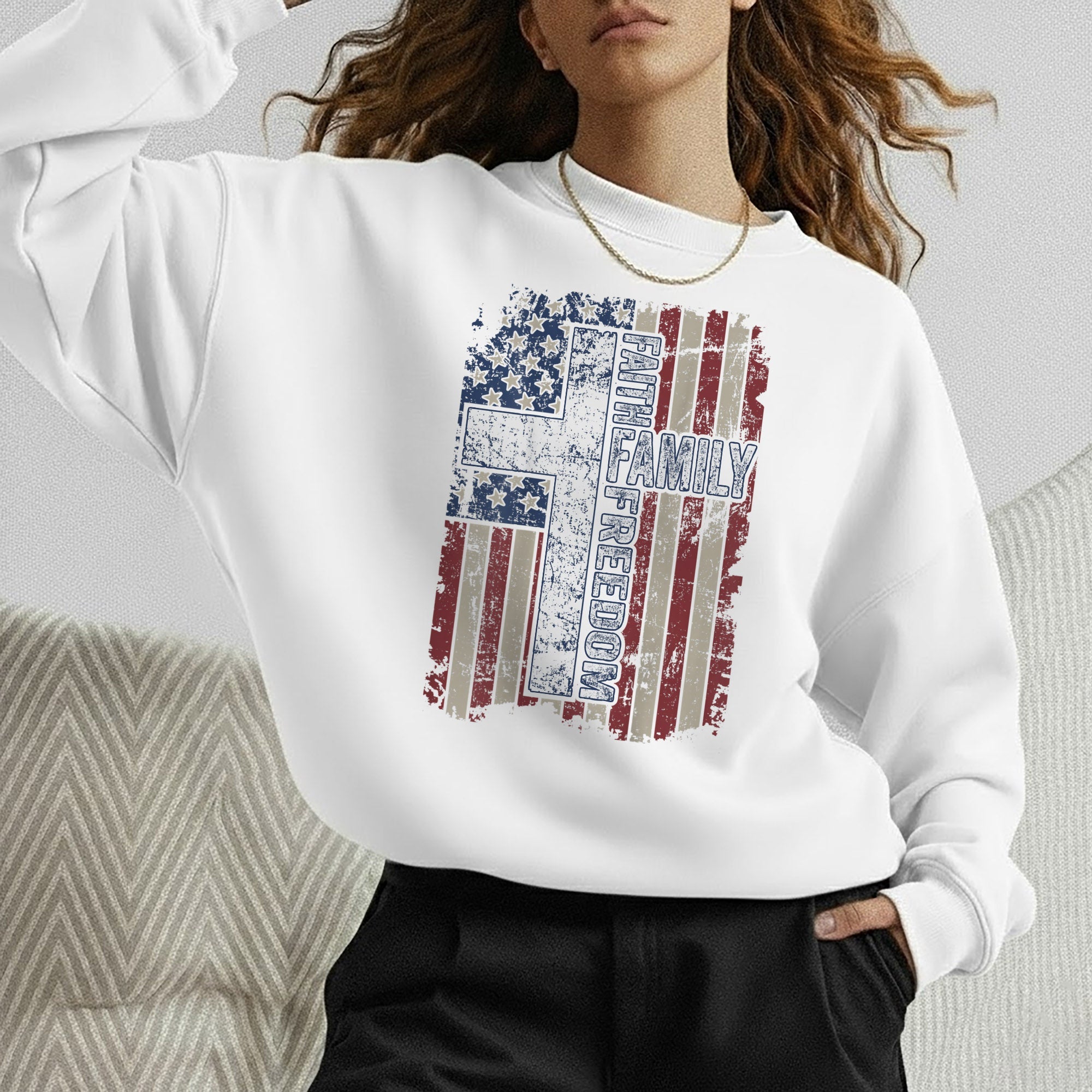 Faith, Family, Freedom – Faith & Freedom – Unisex Tshirt Gildan / Tshirt Comfort / V-neck/ Hoodie / Sweatshirt
