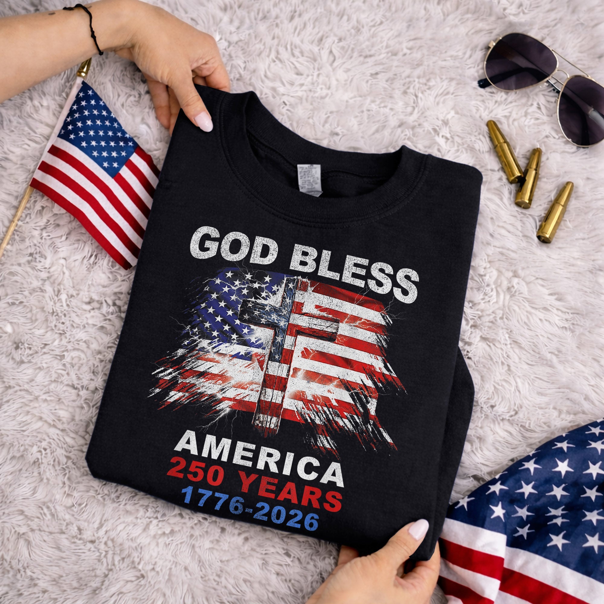 God Bless – Faith & Freedom – Unisex Tshirt Gildan / Tshirt Comfort / V-neck/ Hoodie / Sweatshirt