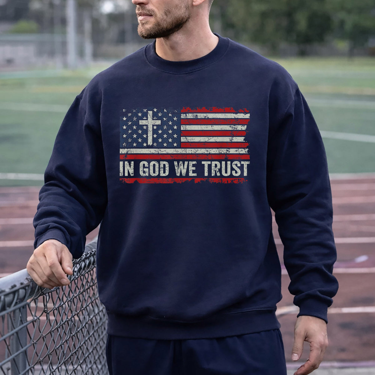 In God We Trust Cross American Flag – Faith & Freedom – Unisex Tshirt Gildan / Tshirt Comfort / V-neck/ Hoodie / Sweatshirt