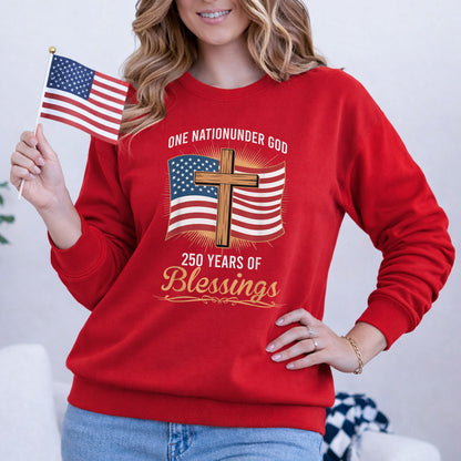 America 250 Blessings, Christian Flag Cross Design – Faith & Freedom – Unisex Tshirt Gildan / Tshirt Comfort / V-neck/ Hoodie / Sweatshirt