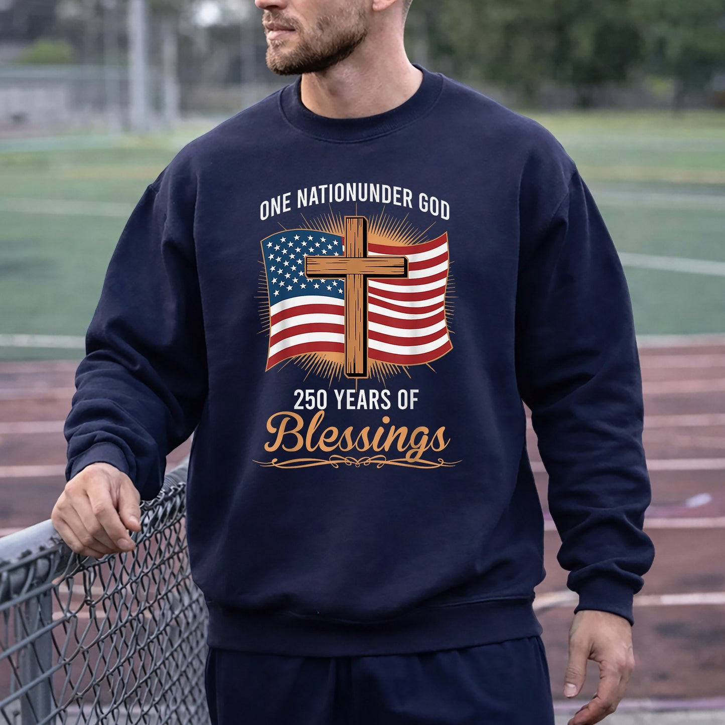 America 250 Blessings, Christian Flag Cross Design – Faith & Freedom – Unisex Tshirt Gildan / Tshirt Comfort / V-neck/ Hoodie / Sweatshirt