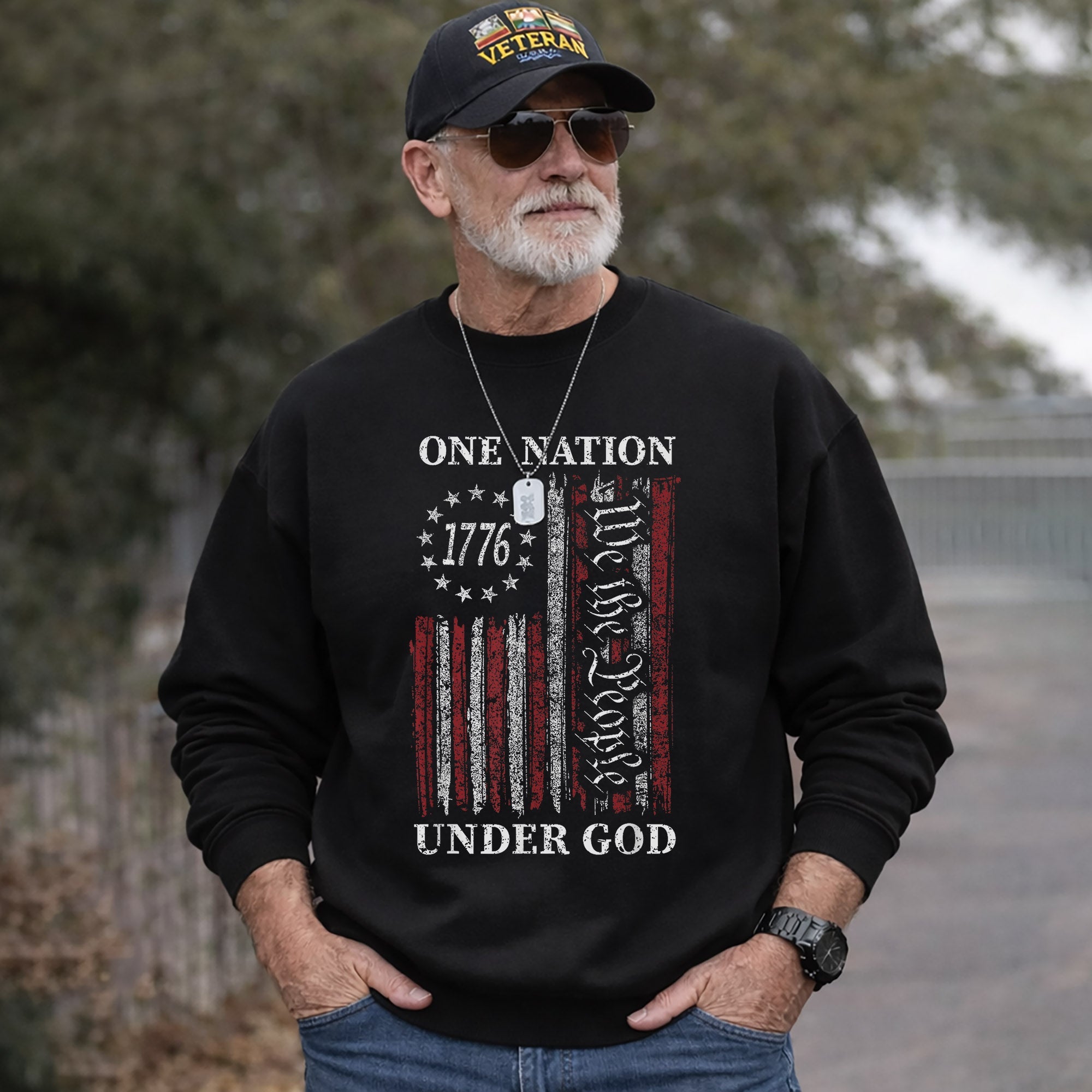 One Nation Under God, We The People 1776 Flag Design – Faith & Freedom – Unisex Tshirt Gildan / Tshirt Comfort / V-neck/ Hoodie / Sweatshirt