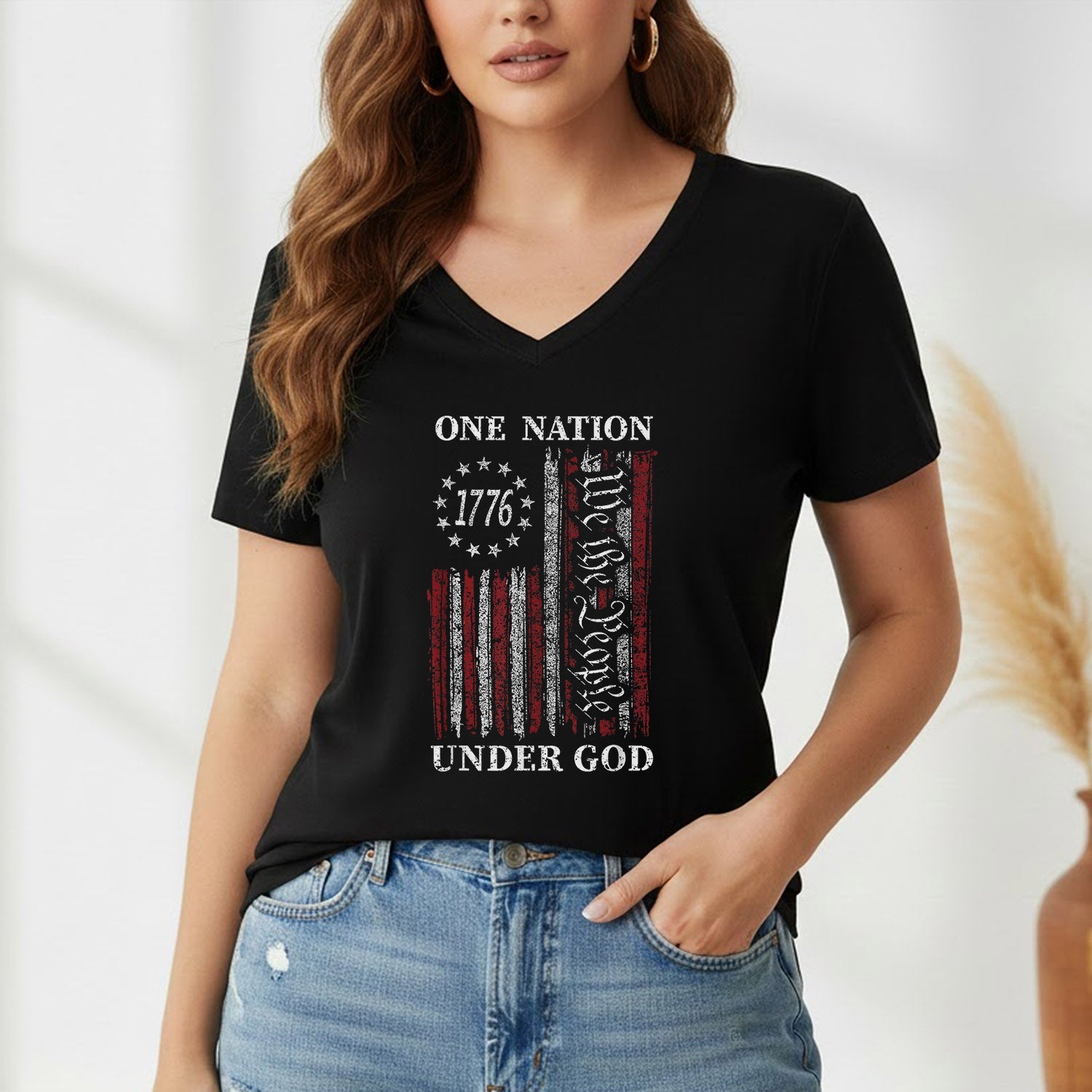 One Nation Under God, We The People 1776 Flag Design – Faith & Freedom – Unisex Tshirt Gildan / Tshirt Comfort / V-neck/ Hoodie / Sweatshirt