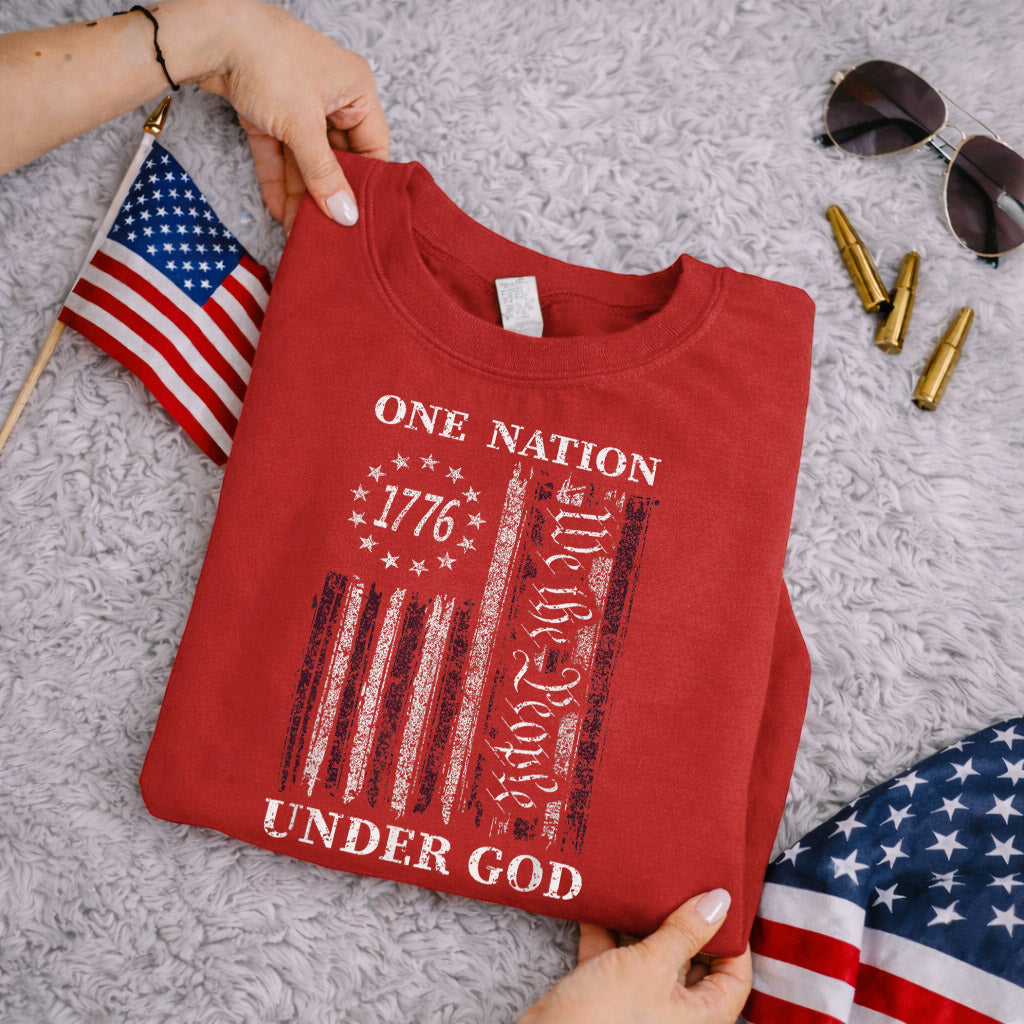 One Nation Under God, We The People 1776 Flag Design – Faith & Freedom – Unisex Tshirt Gildan / Tshirt Comfort / V-neck/ Hoodie / Sweatshirt