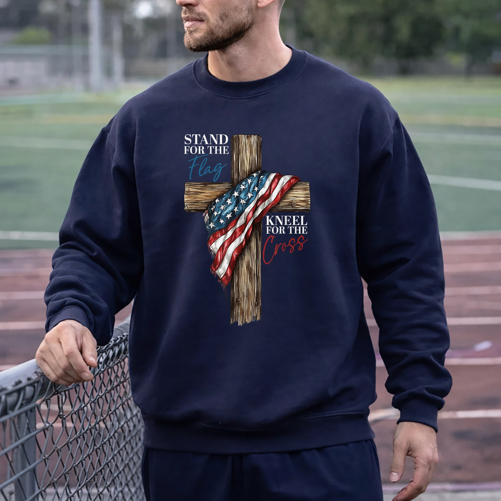Stand for the Flag, Kneel for the Cross – Faith & Freedom – Unisex Tshirt Gildan / Tshirt Comfort / V-neck/ Hoodie / Sweatshirt