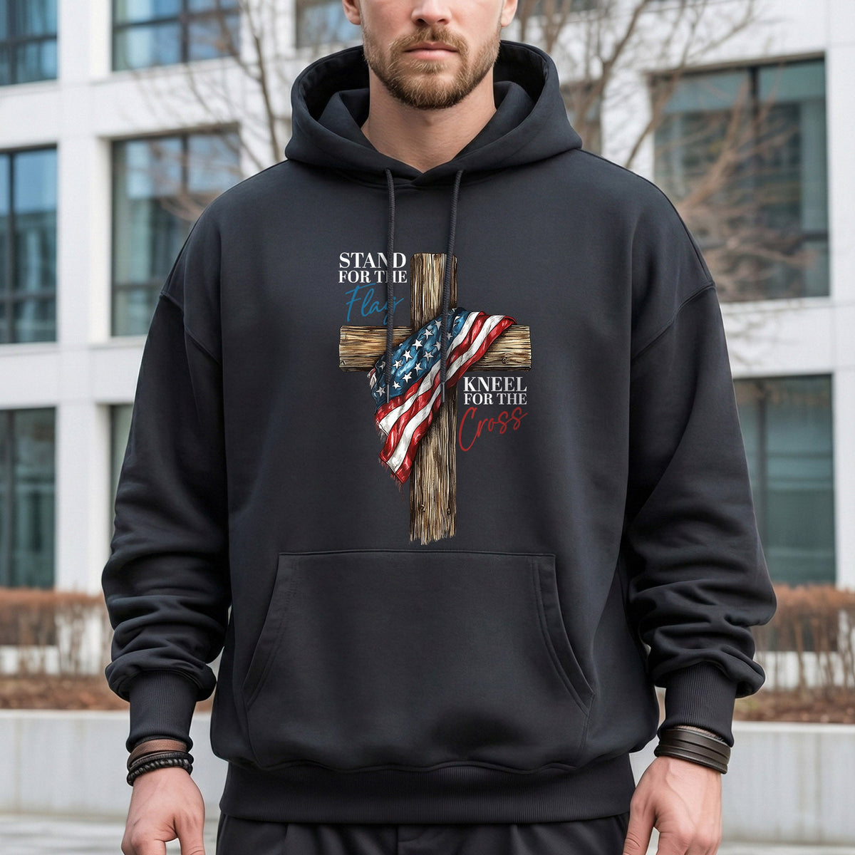 Stand for the Flag, Kneel for the Cross – Faith & Freedom – Unisex Tshirt Gildan / Tshirt Comfort / V-neck/ Hoodie / Sweatshirt