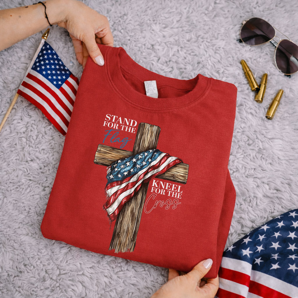 Stand for the Flag, Kneel for the Cross – Faith & Freedom – Unisex Tshirt Gildan / Tshirt Comfort / V-neck/ Hoodie / Sweatshirt