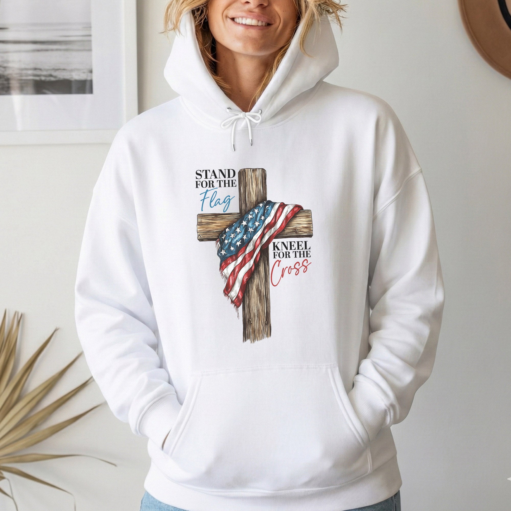 Stand for the Flag, Kneel for the Cross – Faith & Freedom – Unisex Tshirt Gildan / Tshirt Comfort / V-neck/ Hoodie / Sweatshirt