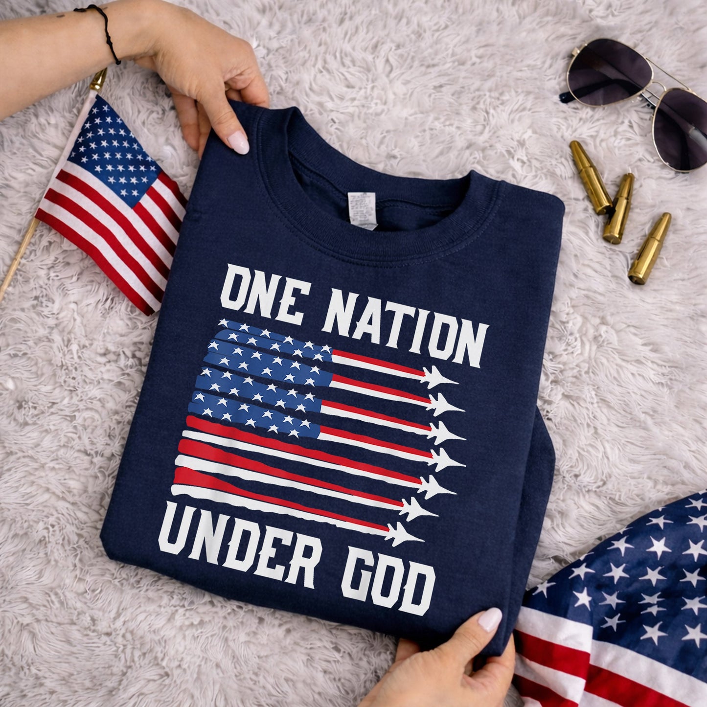 USA Jet Flag Under God – Faith & Freedom – Unisex Tshirt Gildan / Tshirt Comfort / V-neck/ Hoodie / Sweatshirt