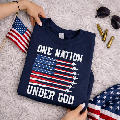 USA Jet Flag Under God – Faith & Freedom – Unisex Tshirt Gildan / Tshirt Comfort / V-neck/ Hoodie / Sweatshirt