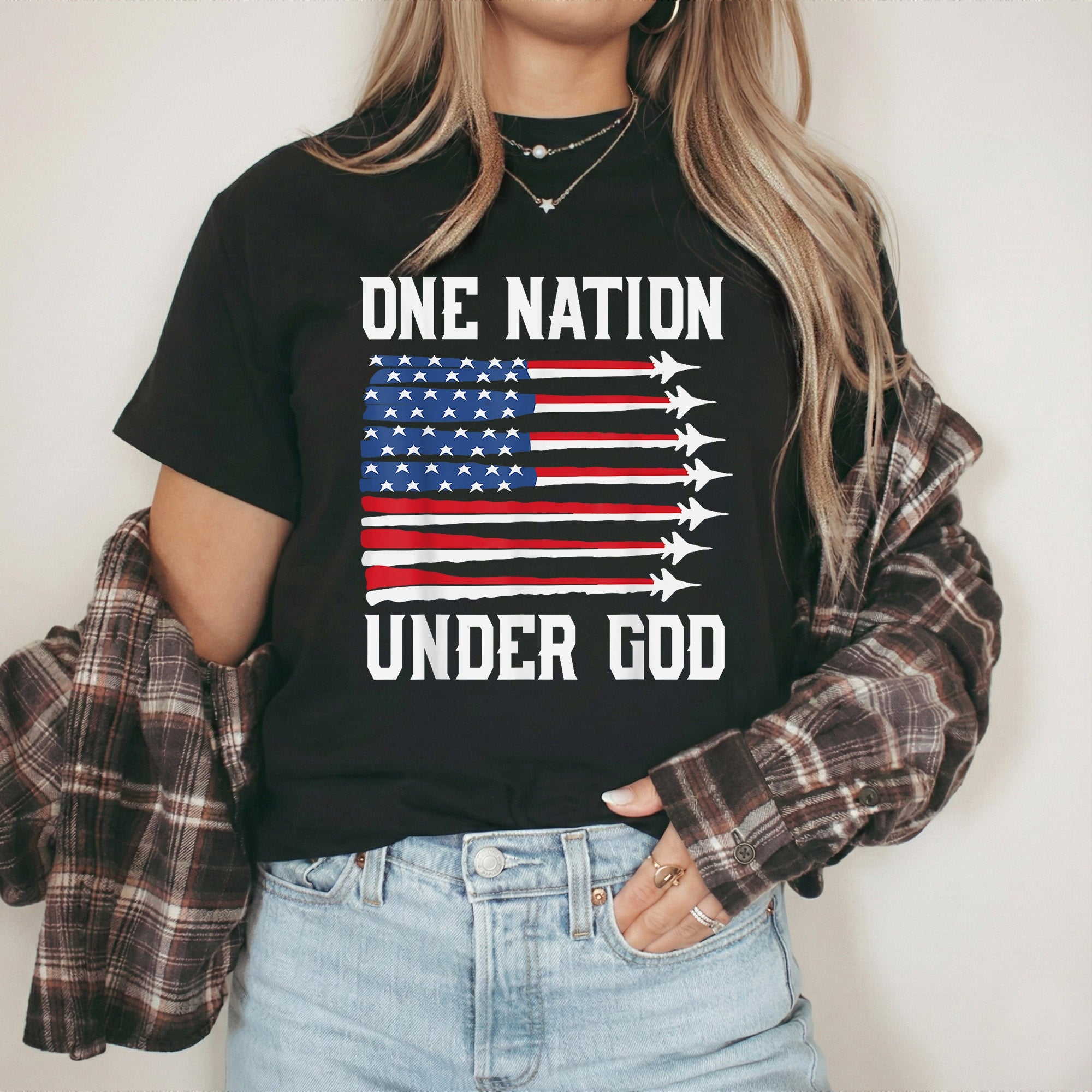 USA Jet Flag Under God – Faith & Freedom – Unisex Tshirt Gildan / Tshirt Comfort / V-neck/ Hoodie / Sweatshirt