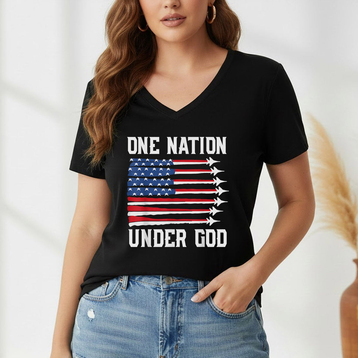 USA Jet Flag Under God – Faith & Freedom – Unisex Tshirt Gildan / Tshirt Comfort / V-neck/ Hoodie / Sweatshirt