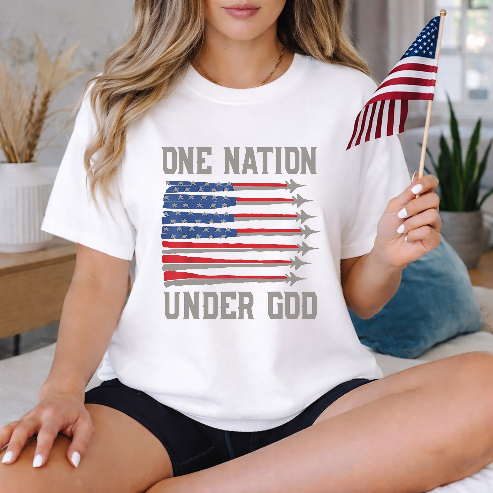 USA Jet Flag Under God – Faith & Freedom – Unisex Tshirt Gildan / Tshirt Comfort / V-neck/ Hoodie / Sweatshirt