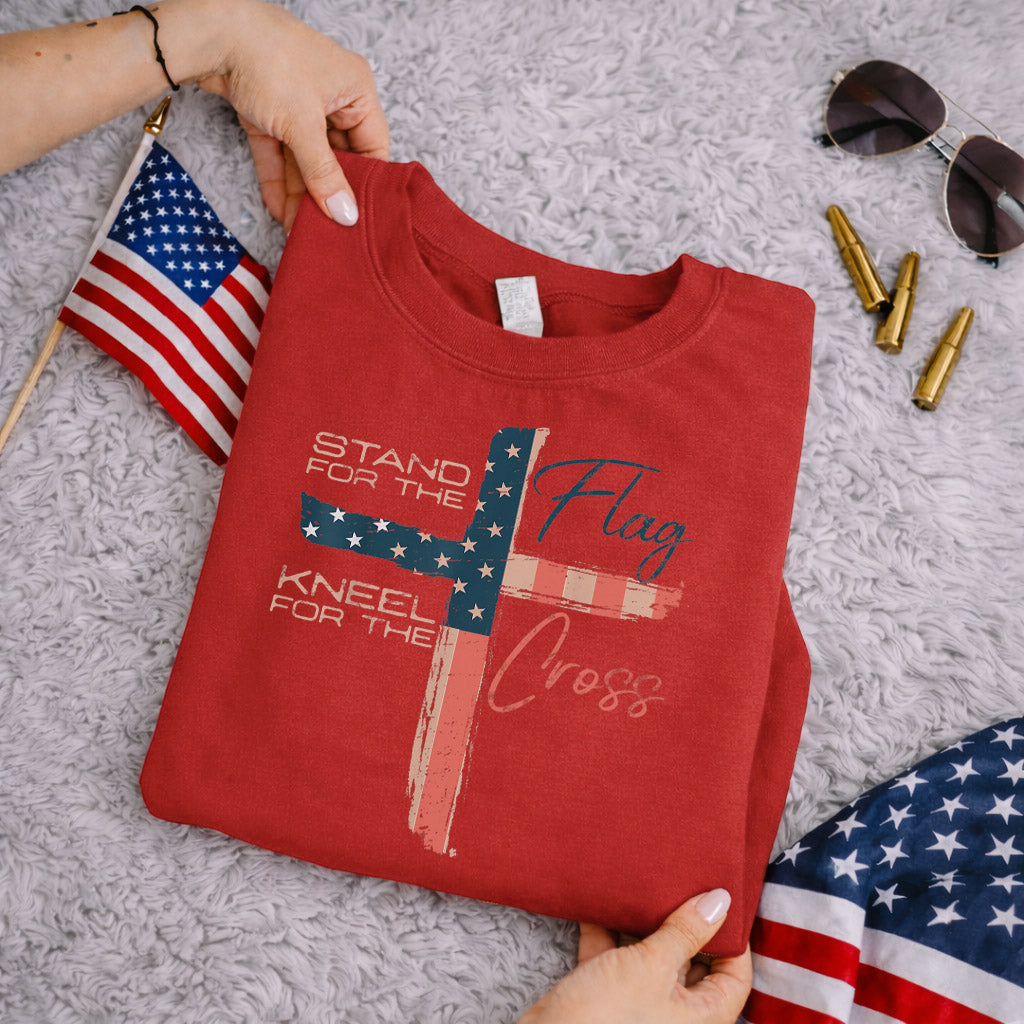 Kneel for the Cross Flag – Faith & Freedom – Unisex Tshirt Gildan / Tshirt Comfort / V-neck/ Hoodie / Sweatshirt