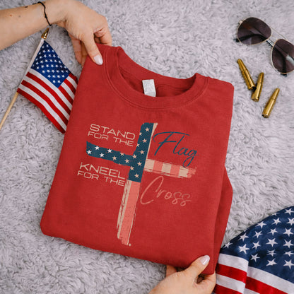 Kneel for the Cross Flag – Faith & Freedom – Unisex Tshirt Gildan / Tshirt Comfort / V-neck/ Hoodie / Sweatshirt