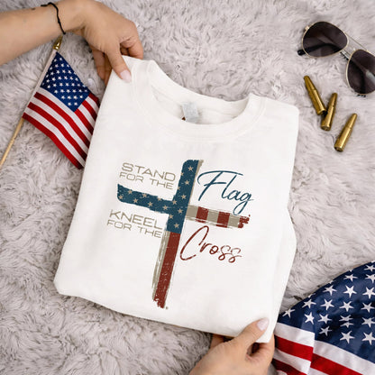 Kneel for the Cross Flag – Faith & Freedom – Unisex Tshirt Gildan / Tshirt Comfort / V-neck/ Hoodie / Sweatshirt