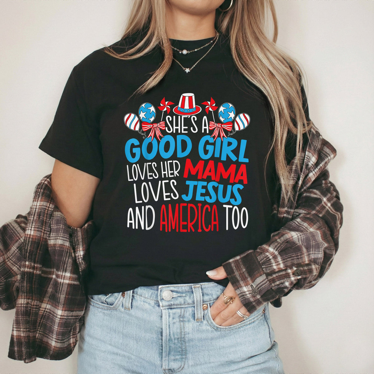 Faith Family Freedom Mama Jesus USA – USA Girl – Unisex Tshirt Gildan / Tshirt Comfort / V-neck/ Hoodie / Sweatshirt