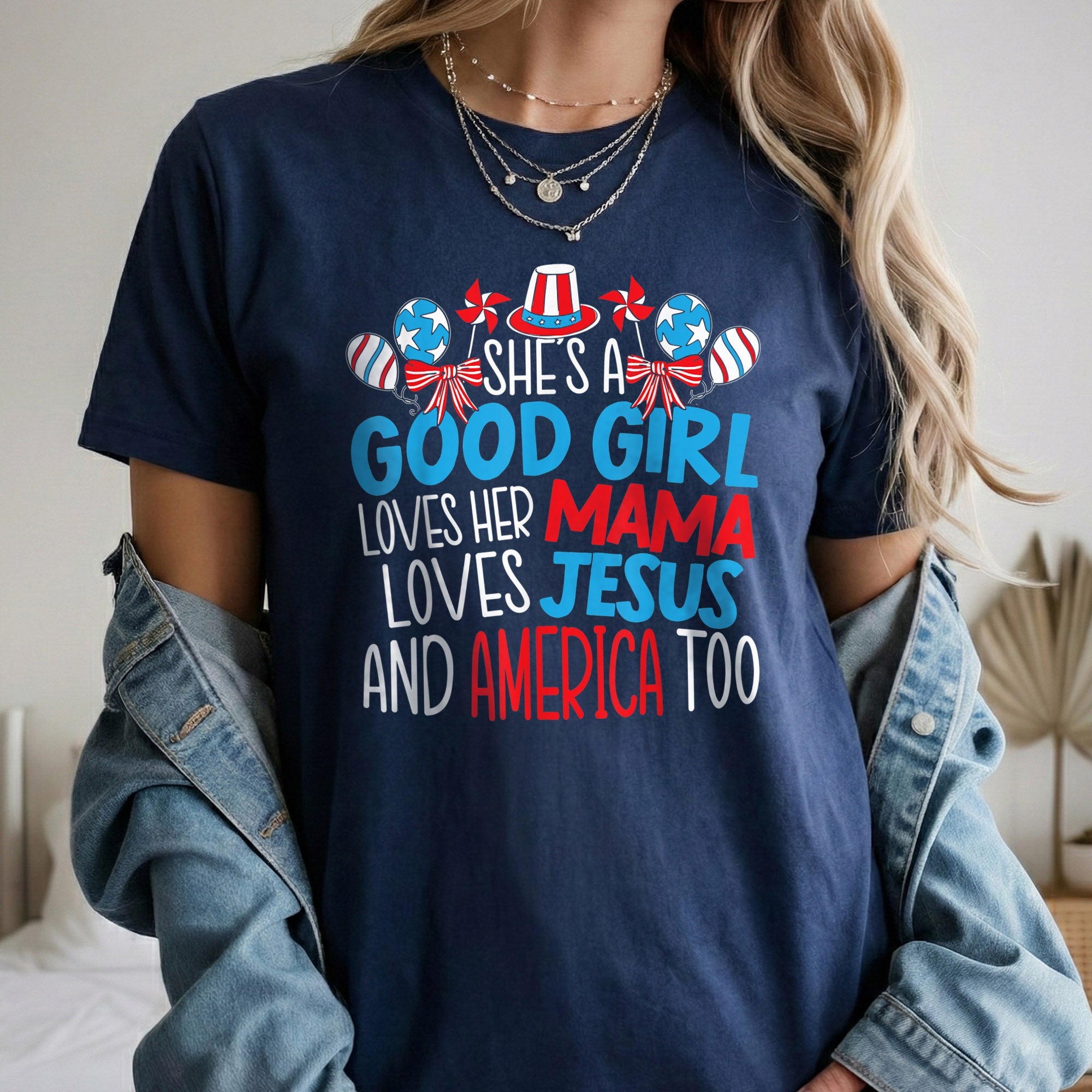 Faith Family Freedom Mama Jesus USA – USA Girl – Unisex Tshirt Gildan / Tshirt Comfort / V-neck/ Hoodie / Sweatshirt