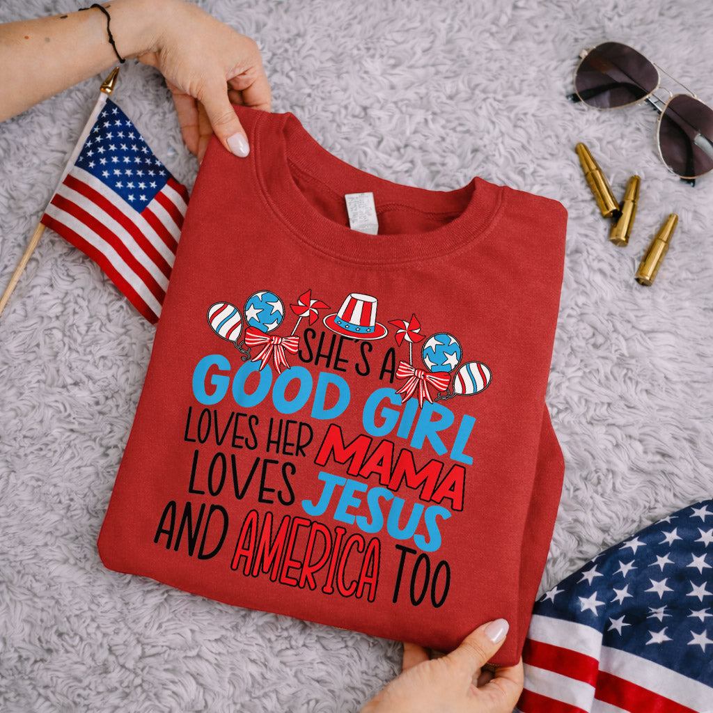 Faith Family Freedom Mama Jesus USA – USA Girl – Unisex Tshirt Gildan / Tshirt Comfort / V-neck/ Hoodie / Sweatshirt