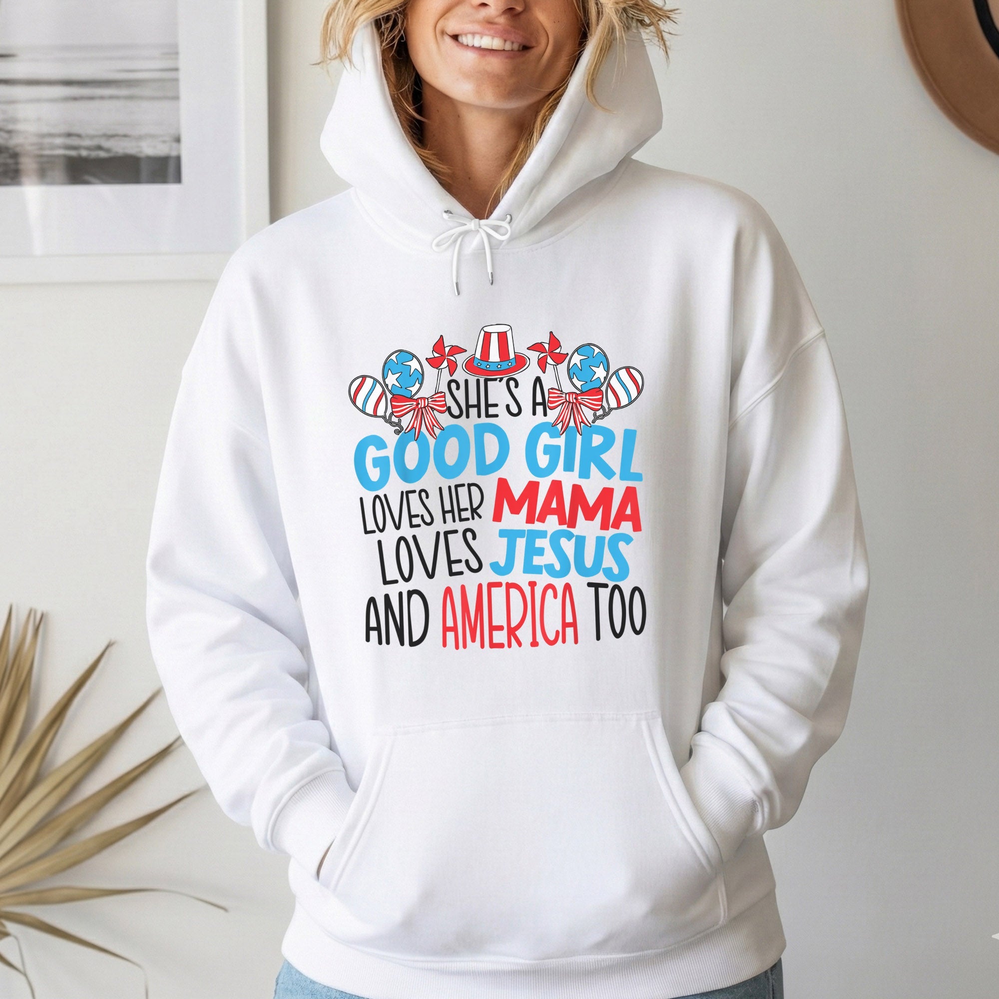 Faith Family Freedom Mama Jesus USA – USA Girl – Unisex Tshirt Gildan / Tshirt Comfort / V-neck/ Hoodie / Sweatshirt
