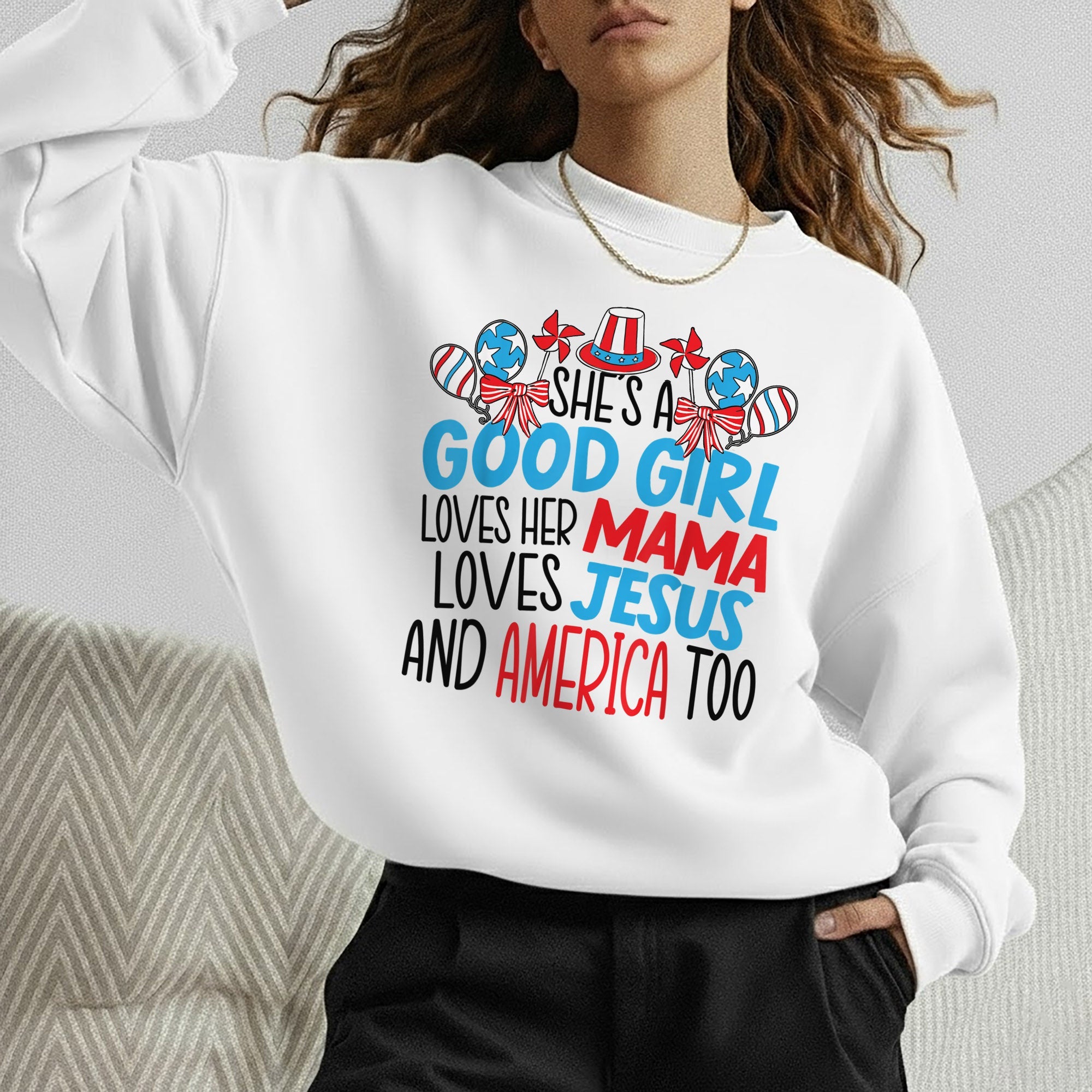 Faith Family Freedom Mama Jesus USA – USA Girl – Unisex Tshirt Gildan / Tshirt Comfort / V-neck/ Hoodie / Sweatshirt