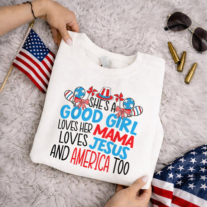 Faith Family Freedom Mama Jesus USA – USA Girl – Unisex Tshirt Gildan / Tshirt Comfort / V-neck/ Hoodie / Sweatshirt