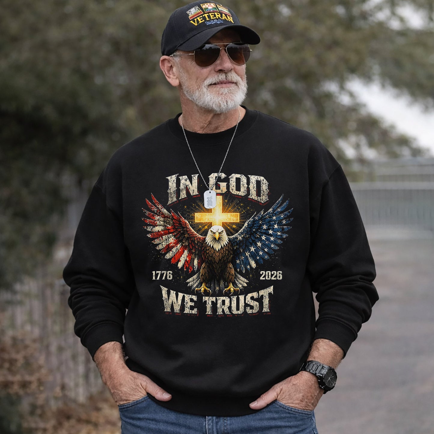 1776–2026 Freedom Eagle Cross Faith – Faith & Freedom – Unisex Tshirt Gildan / Tshirt Comfort / V-neck/ Hoodie / Sweatshirt