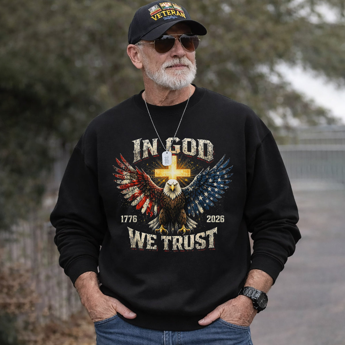 1776–2026 Freedom Eagle Cross Faith – Faith & Freedom – Unisex Tshirt Gildan / Tshirt Comfort / V-neck/ Hoodie / Sweatshirt