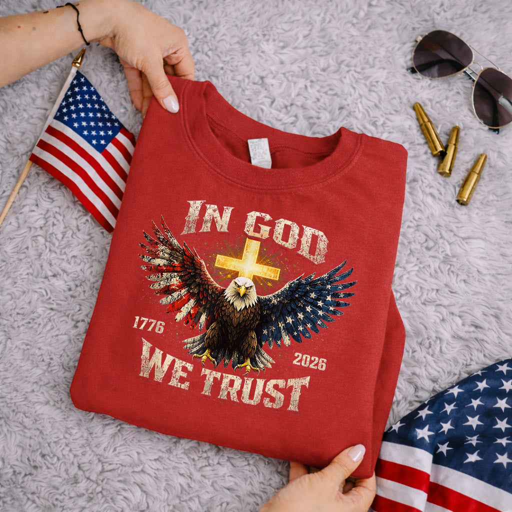 1776–2026 Freedom Eagle Cross Faith – Faith & Freedom – Unisex Tshirt Gildan / Tshirt Comfort / V-neck/ Hoodie / Sweatshirt