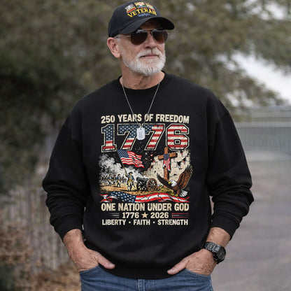 One Nation Under God 250th Anniversary History Graphic – Faith & Freedom – Unisex Tshirt Gildan / Tshirt Comfort / V-neck/ Hoodie / Sweatshirt