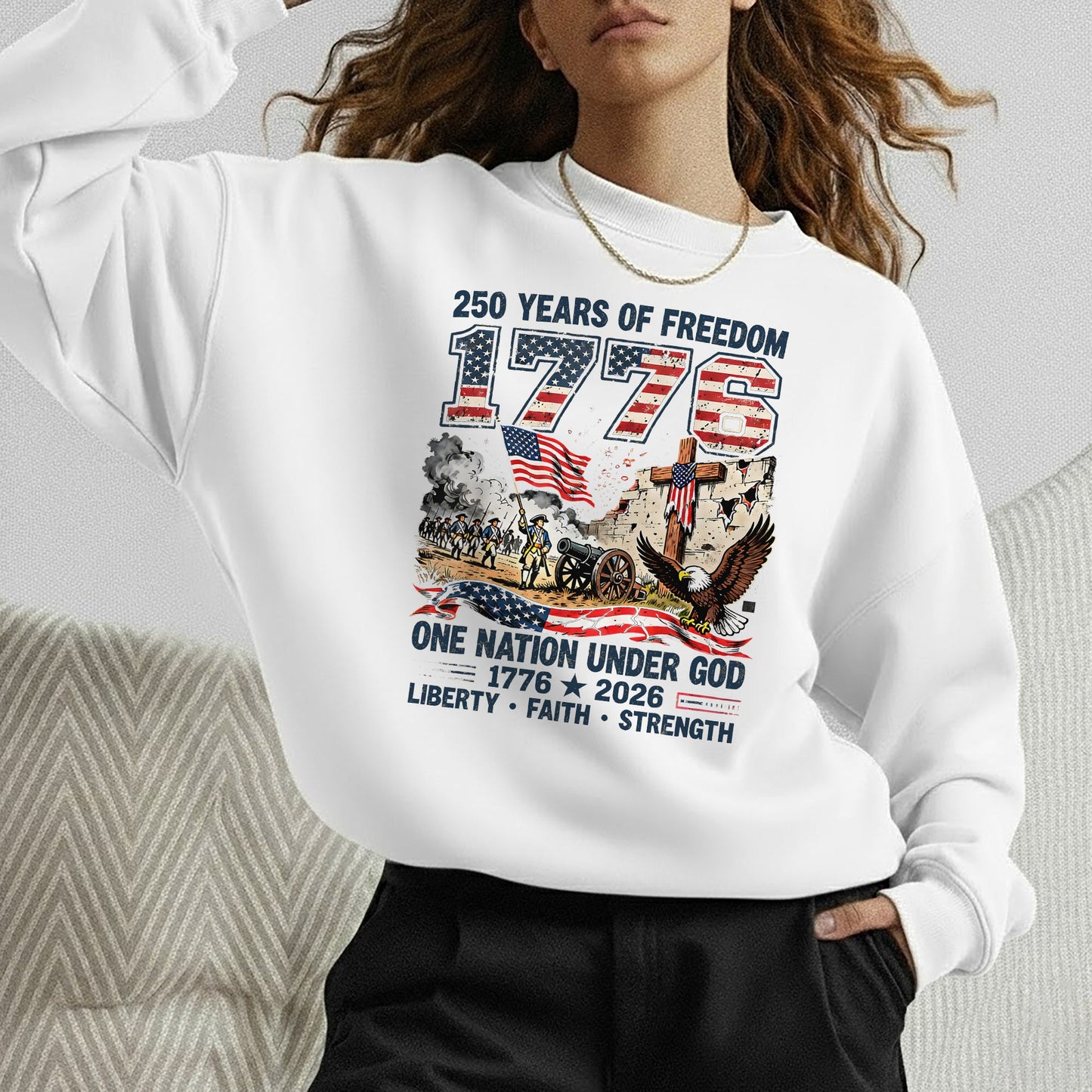 One Nation Under God 250th Anniversary History Graphic – Faith & Freedom – Unisex Tshirt Gildan / Tshirt Comfort / V-neck/ Hoodie / Sweatshirt