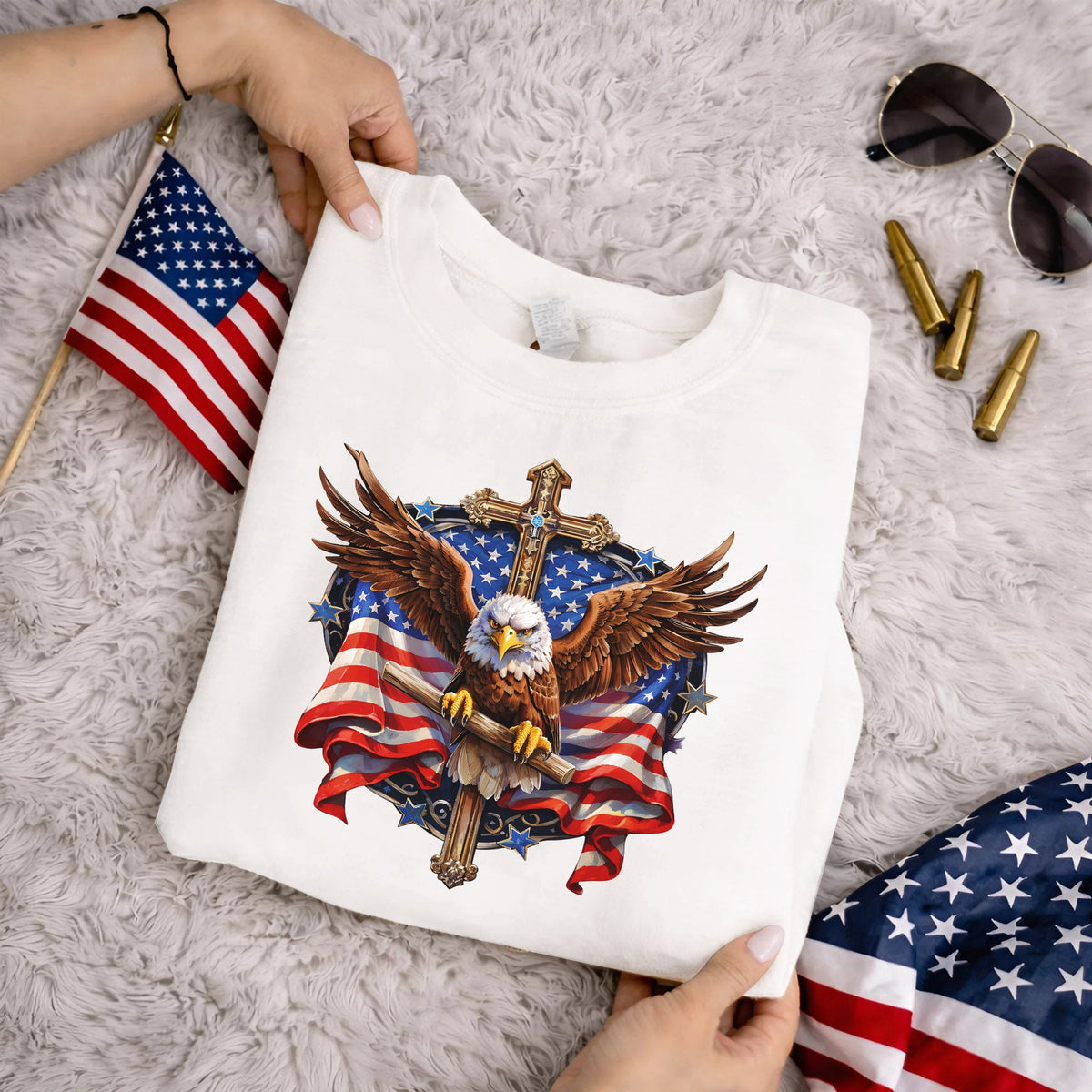Eagle & Cross – Faith & Freedom – Unisex Tshirt Gildan / Tshirt Comfort / V-neck/ Hoodie / Sweatshirt