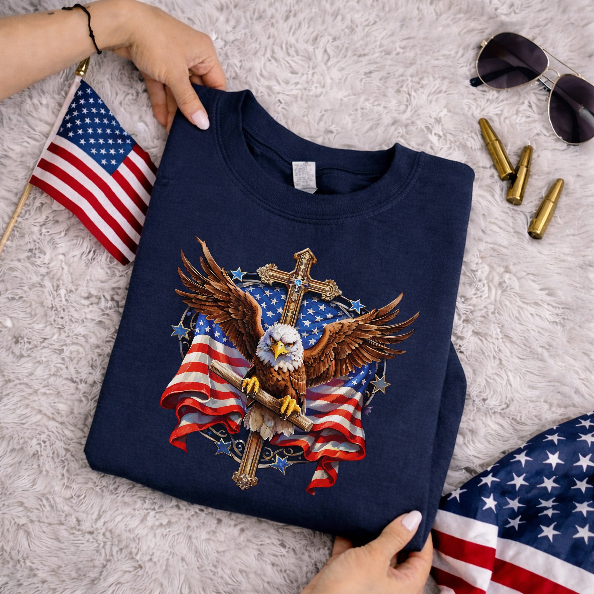 Eagle & Cross – Faith & Freedom – Unisex Tshirt Gildan / Tshirt Comfort / V-neck/ Hoodie / Sweatshirt