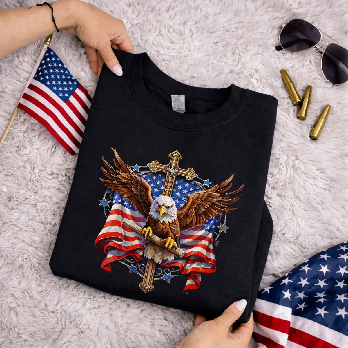 Eagle & Cross – Faith & Freedom – Unisex Tshirt Gildan / Tshirt Comfort / V-neck/ Hoodie / Sweatshirt