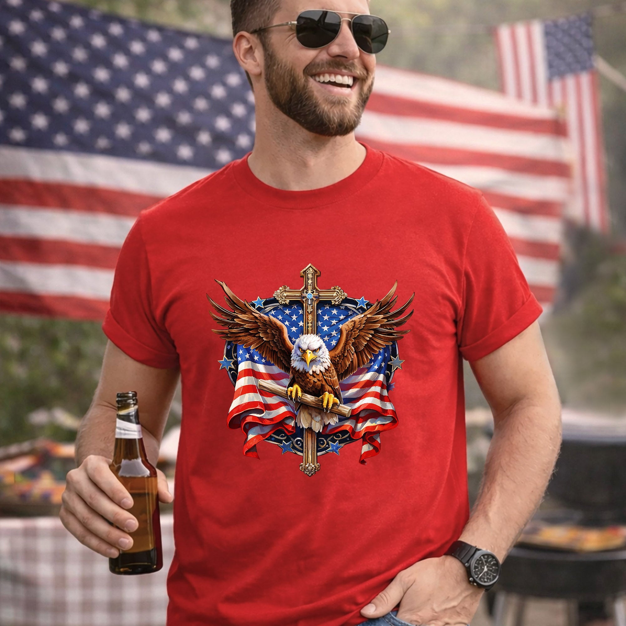Eagle & Cross – Faith & Freedom – Unisex Tshirt Gildan / Tshirt Comfort / V-neck/ Hoodie / Sweatshirt