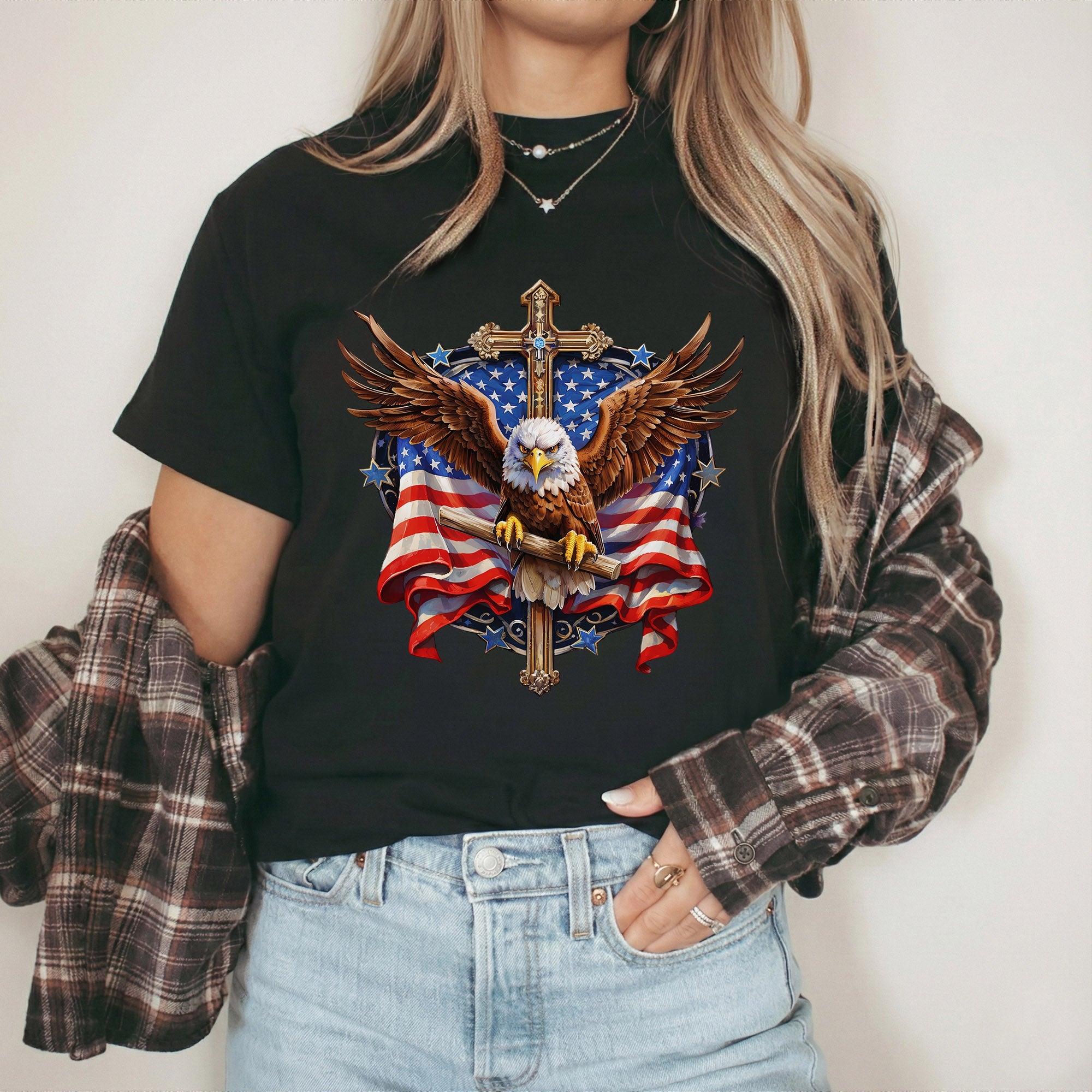 Eagle & Cross – Faith & Freedom – Unisex Tshirt Gildan / Tshirt Comfort / V-neck/ Hoodie / Sweatshirt
