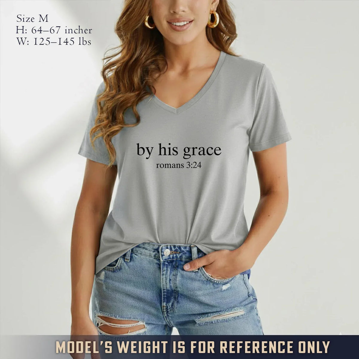 By His Grace V-Neck Christian Shirt - Minimalist Faith - Faith Guided Life