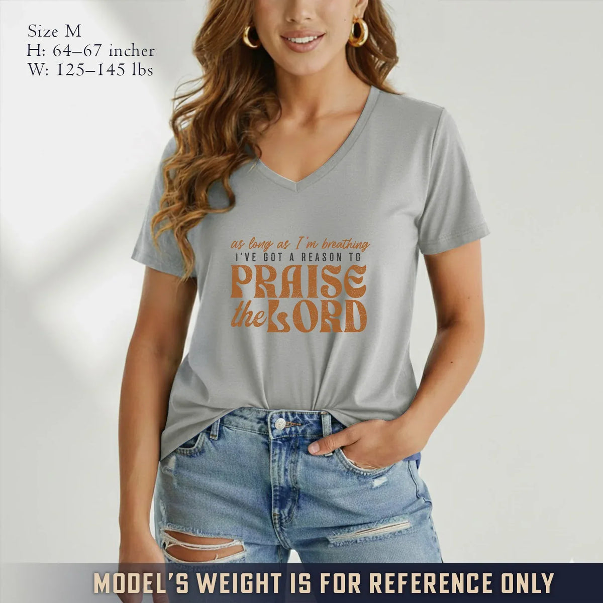 Praise The Lord Retro Typography Design V-Neck Christian Shirt - Minimalist Faith - Faith Guided Life